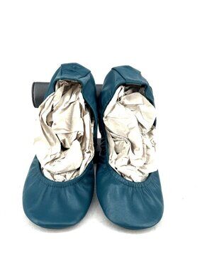 The Storehouse Flats Shoes Sz 7 Green Soft Leather Slip On Foldable Packable